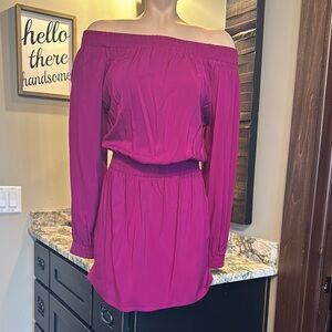 Express Women's Long Sleeve Dress - Fuchsia